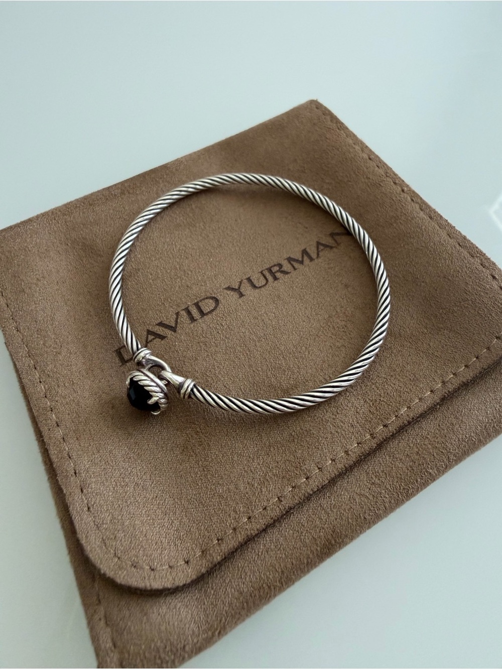 David Yurman Sterling Cable Chatelaine Bangle with Black Onyx -L